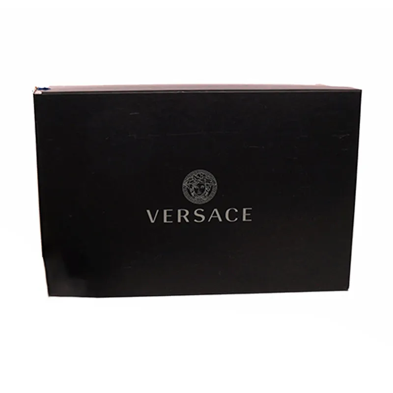 37 NEW $525 VERSACE Black Canvas LA MEDUSA LOGO Espadrille SUMMER FLATS NIB US 7