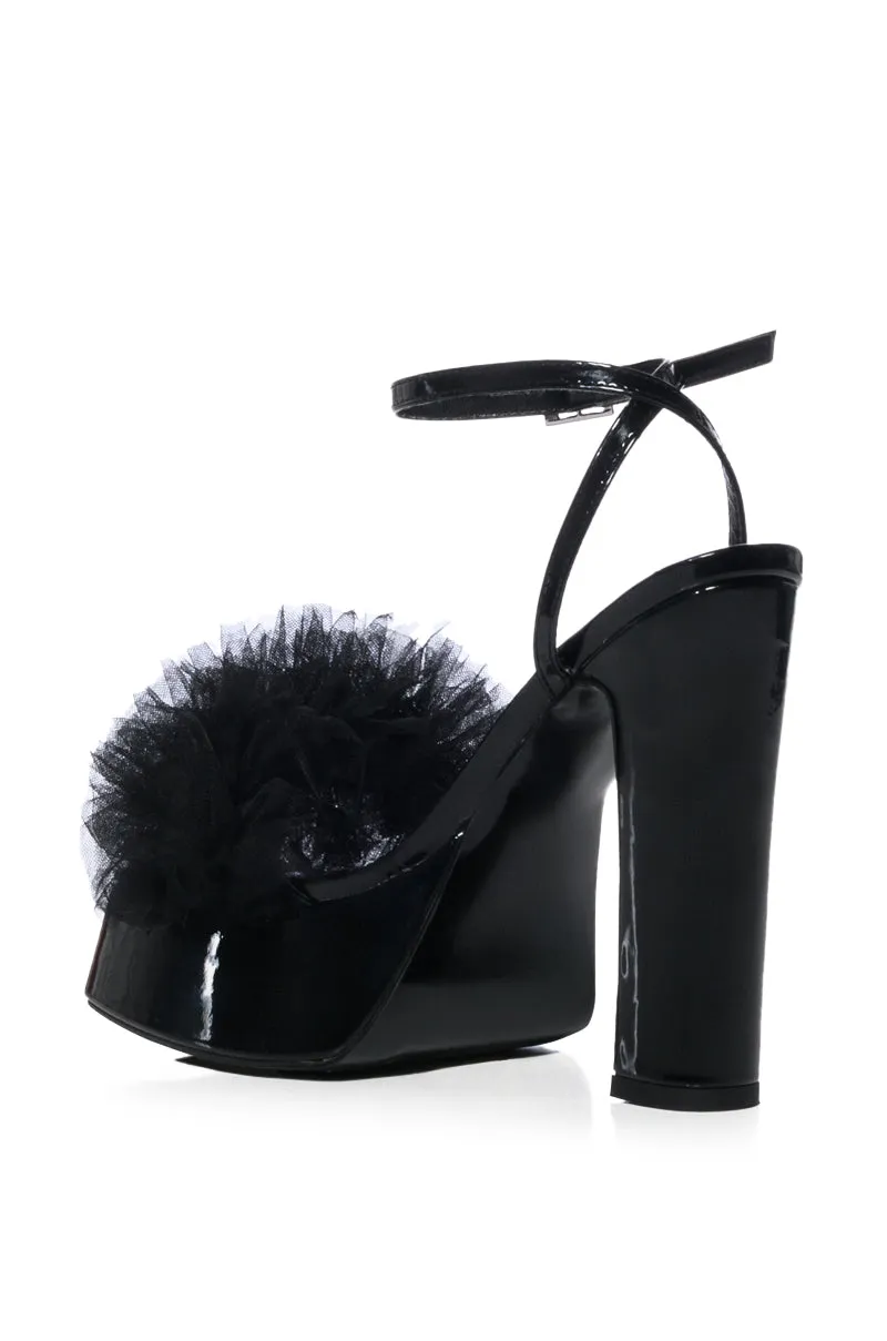 AZALEA WANG COLADA BLACK TULLE SANDAL