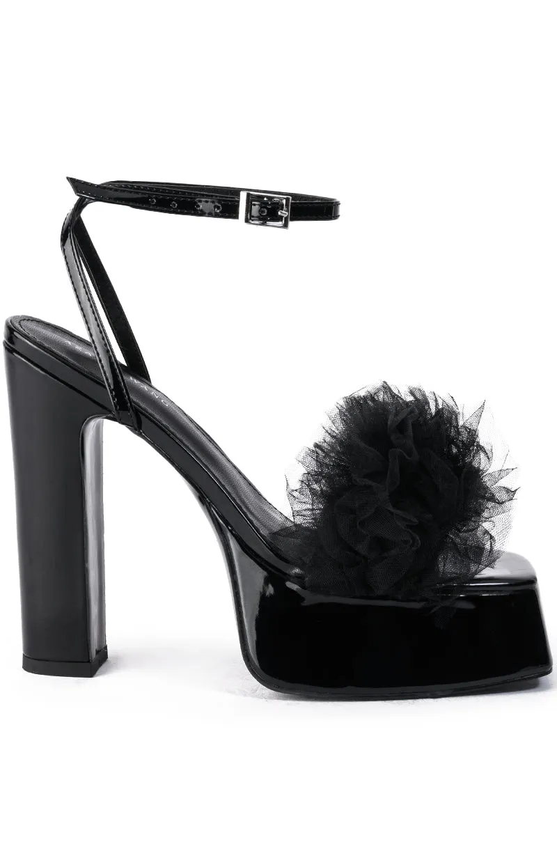 AZALEA WANG COLADA BLACK TULLE SANDAL