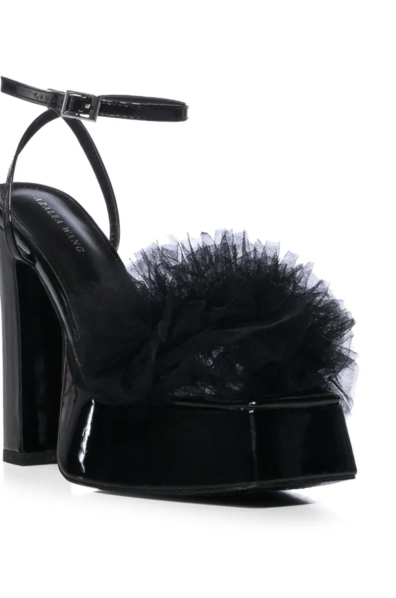 AZALEA WANG COLADA BLACK TULLE SANDAL