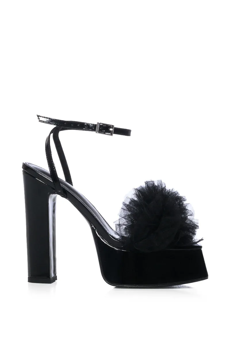 AZALEA WANG COLADA BLACK TULLE SANDAL