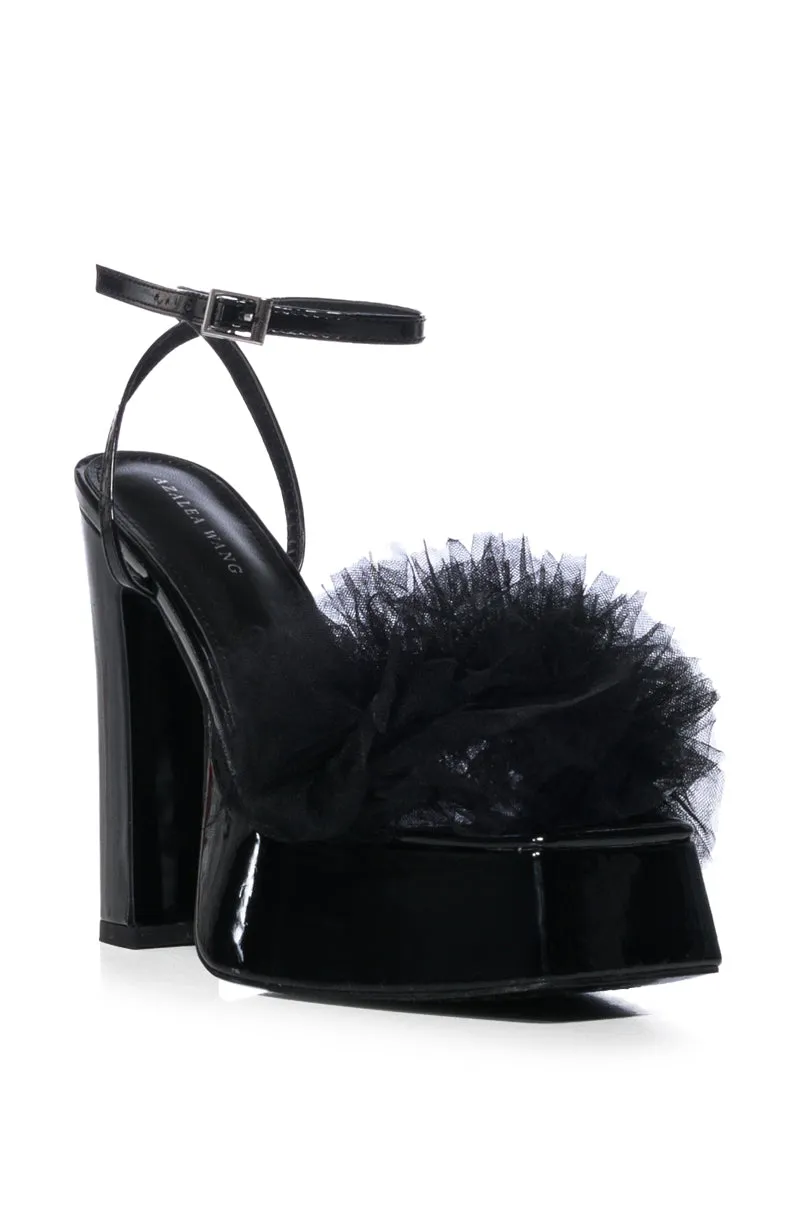 AZALEA WANG COLADA BLACK TULLE SANDAL