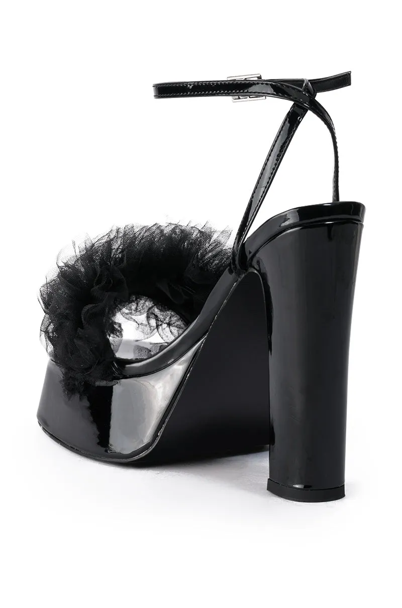 AZALEA WANG COLADA BLACK TULLE SANDAL