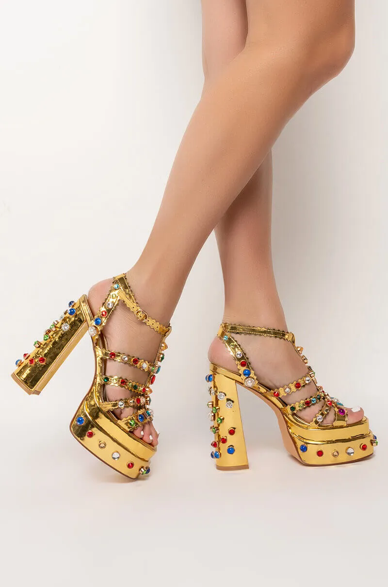 AZALEA WANG GENIE IN A BOTTLE CHUNKY SANDAL IN GOLD