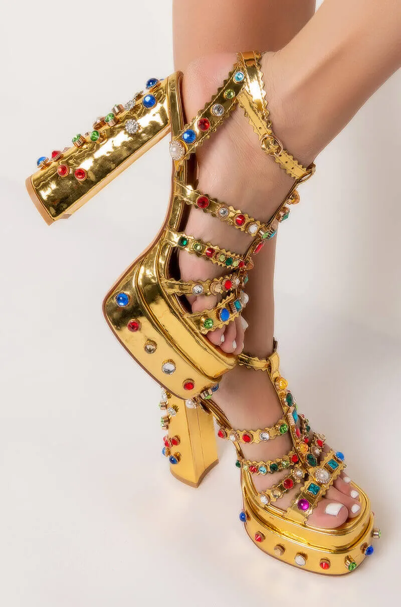 AZALEA WANG GENIE IN A BOTTLE CHUNKY SANDAL IN GOLD