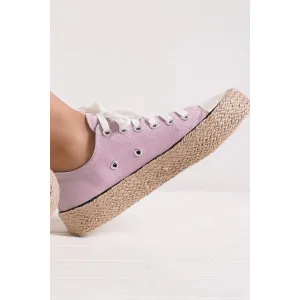 Beast Fashion Lace Up Woven Espadrille Sole Sneakers