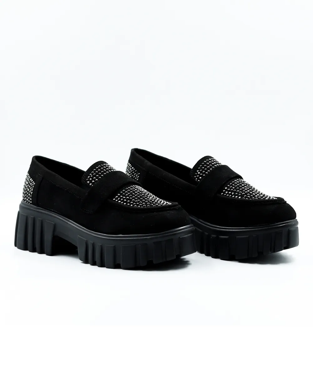 Black Slip-on Suede Embellished Loafer