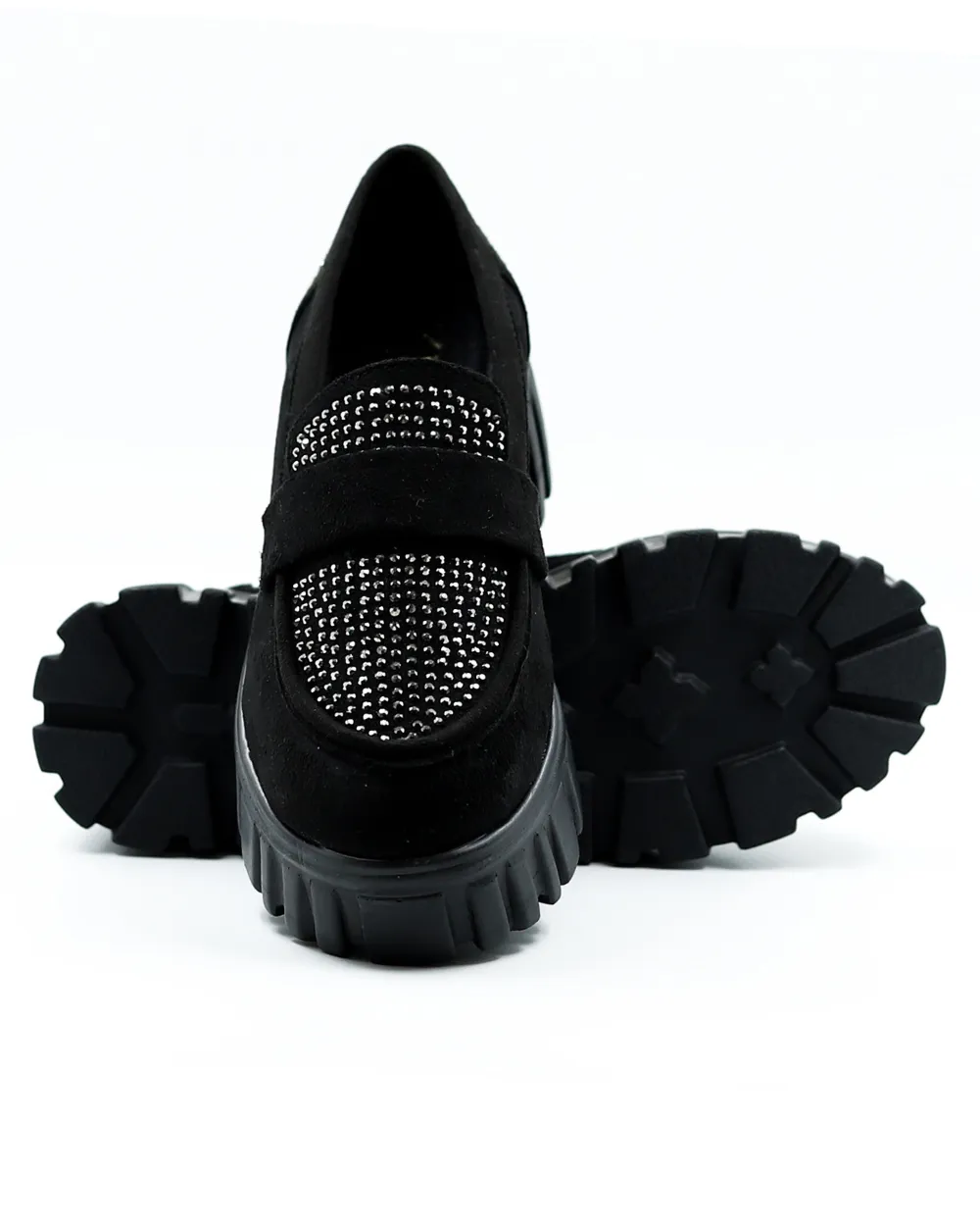 Black Slip-on Suede Embellished Loafer