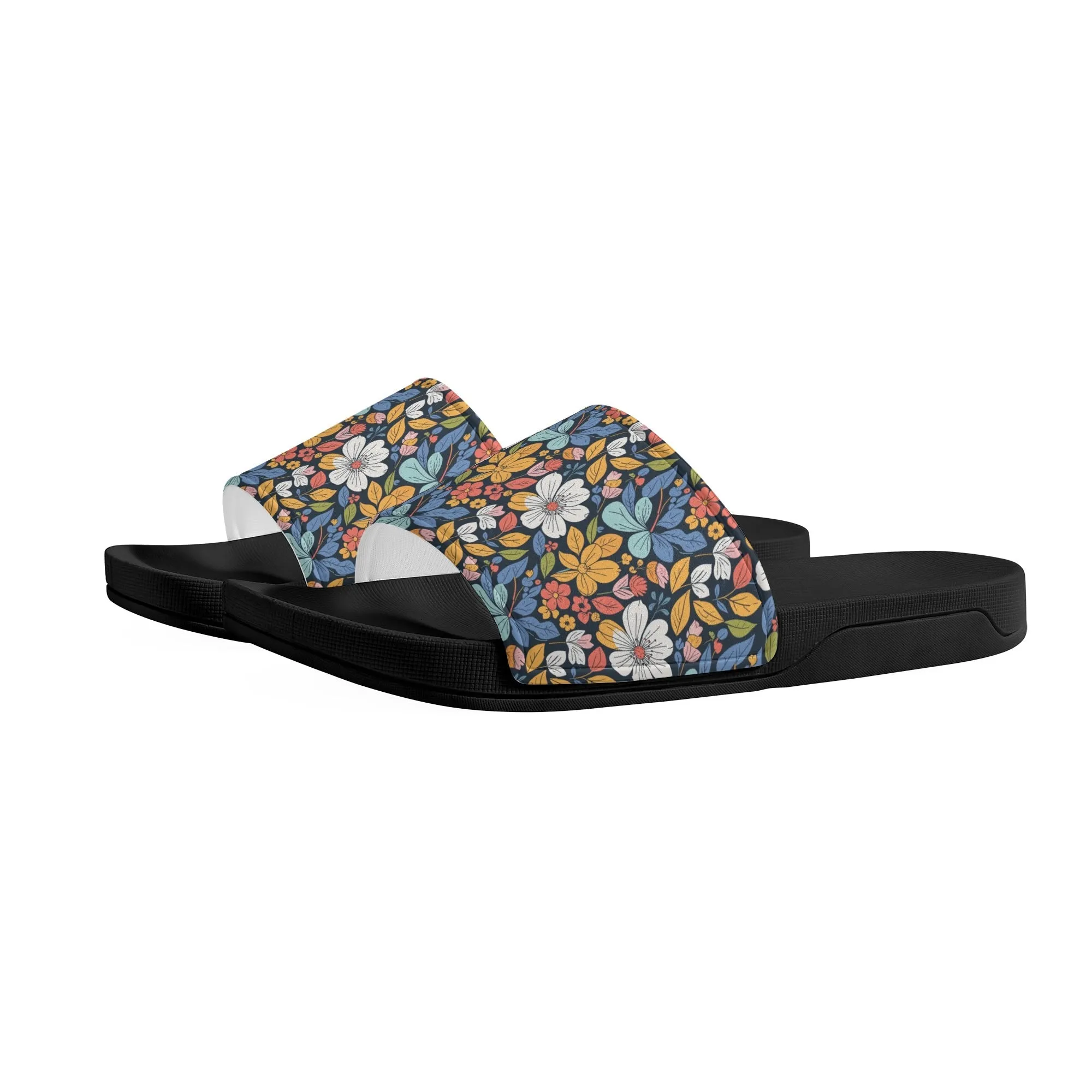 Bright Flowers Womens Slide Sandals