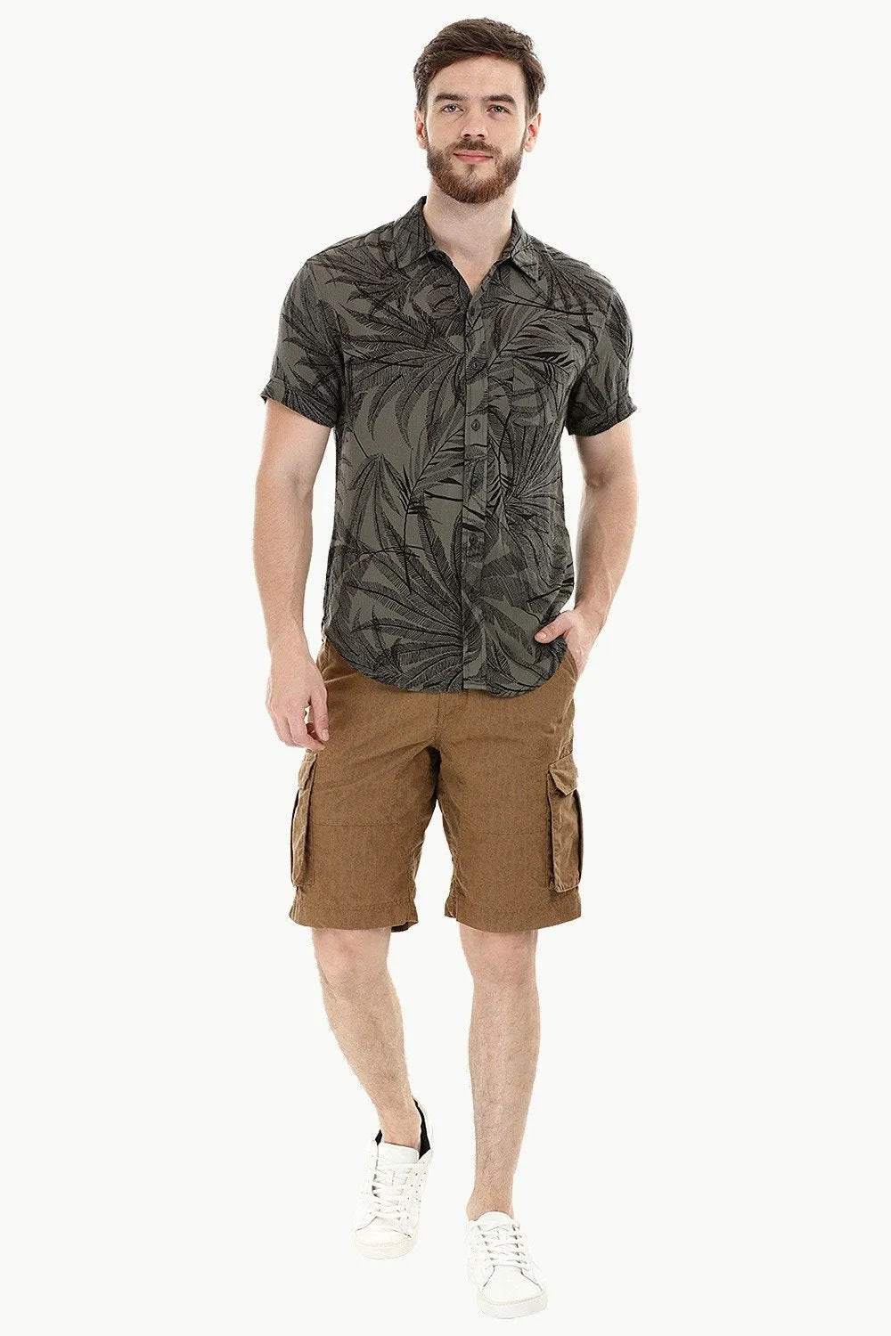 Brown light Print Cargo Shorts