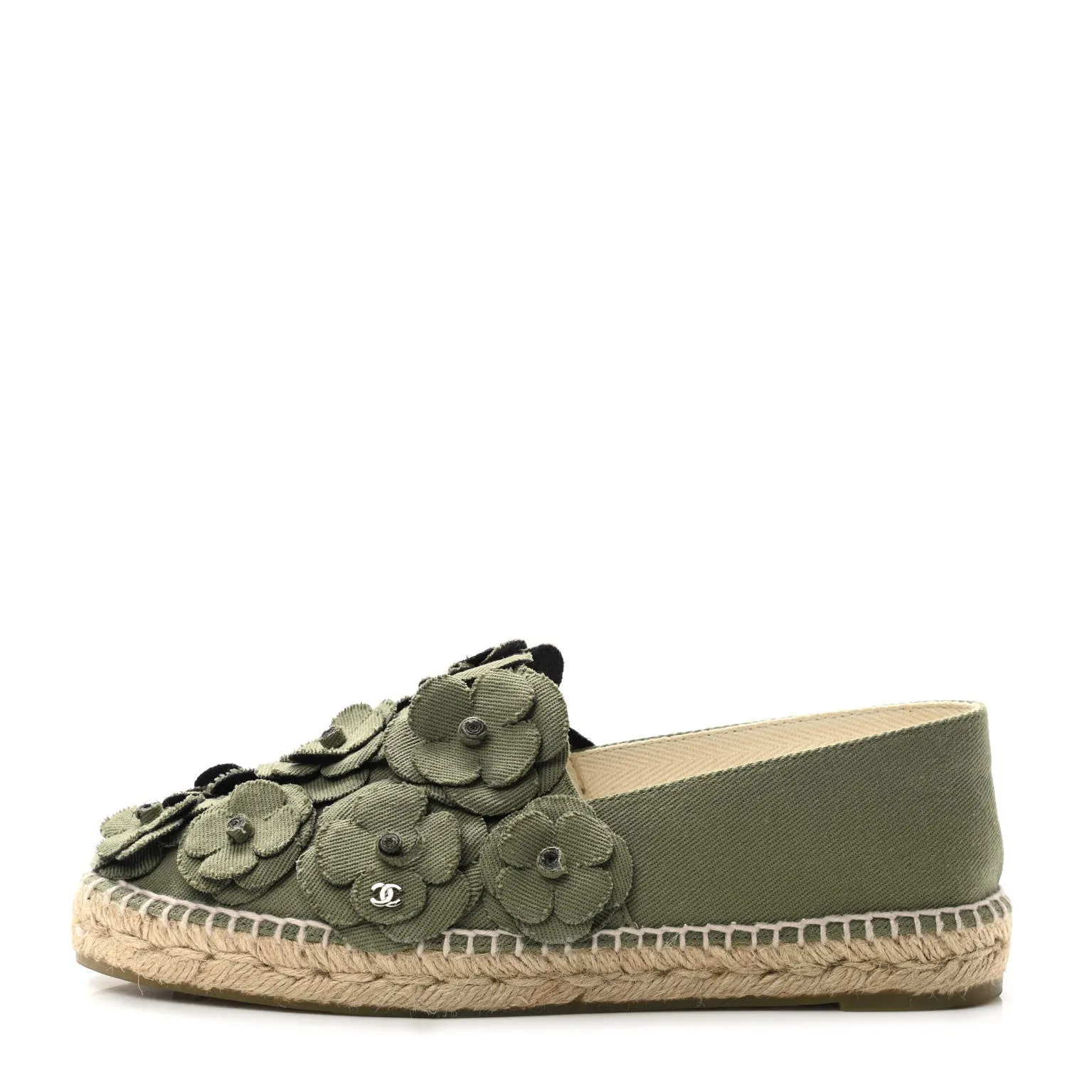 CHANELCC  CAMELLIA CANVAS ESPADRILLES