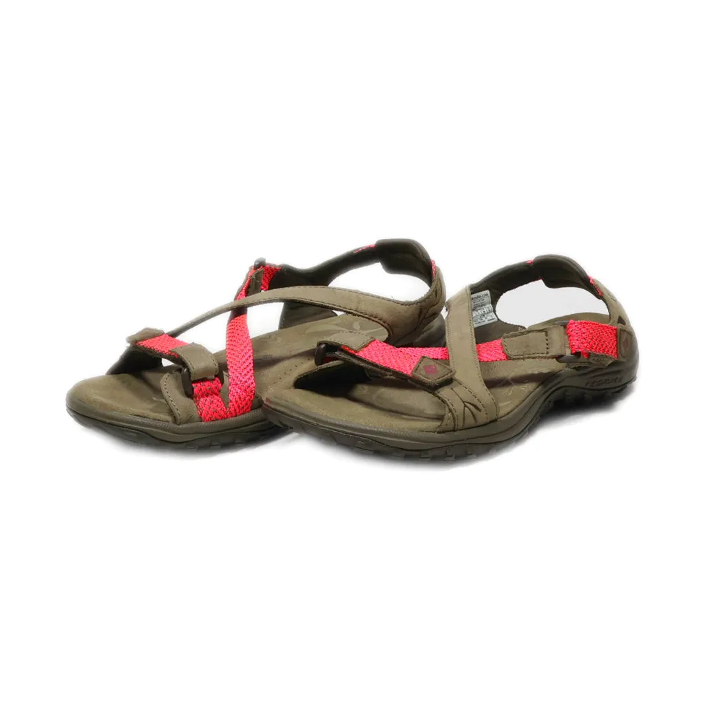 Columbia Flat Sandals Leather Brown Colour For Women