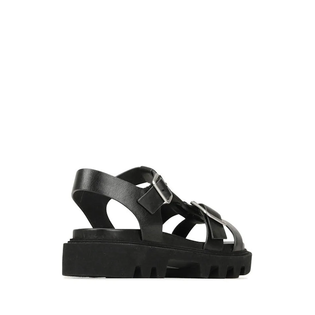 EOS Womens Flic Chunky Look Leather Sandal Black