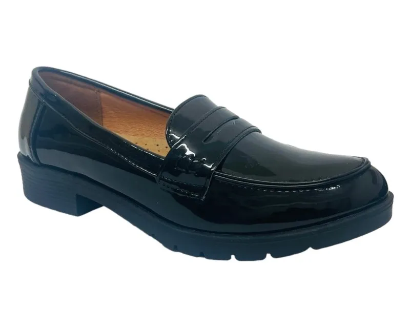 Faux Patent Leather Slip On Loafers Shoes