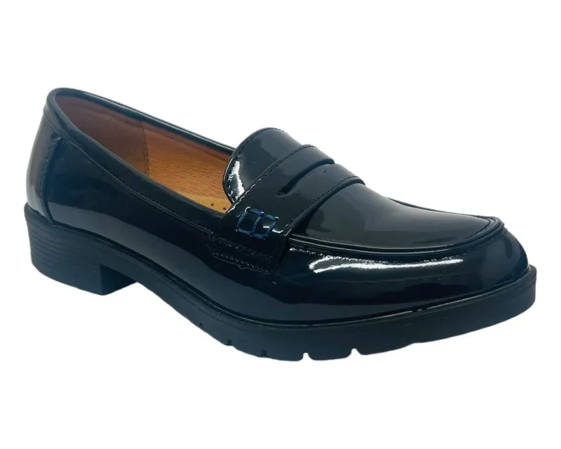 Faux Patent Leather Slip On Loafers Shoes