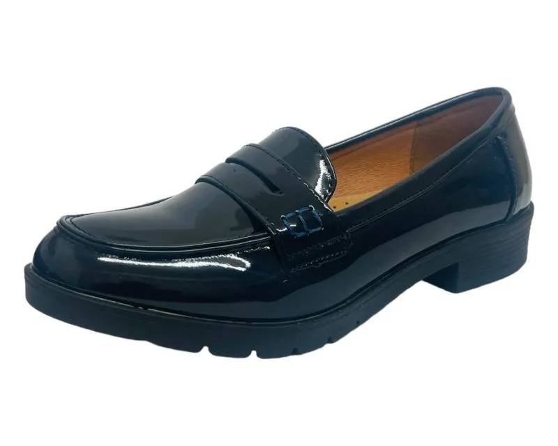 Faux Patent Leather Slip On Loafers Shoes