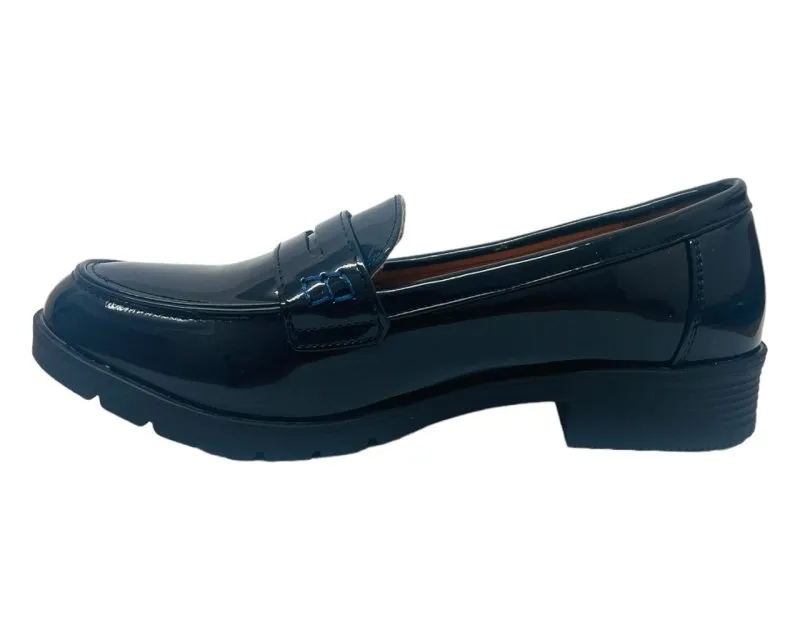 Faux Patent Leather Slip On Loafers Shoes