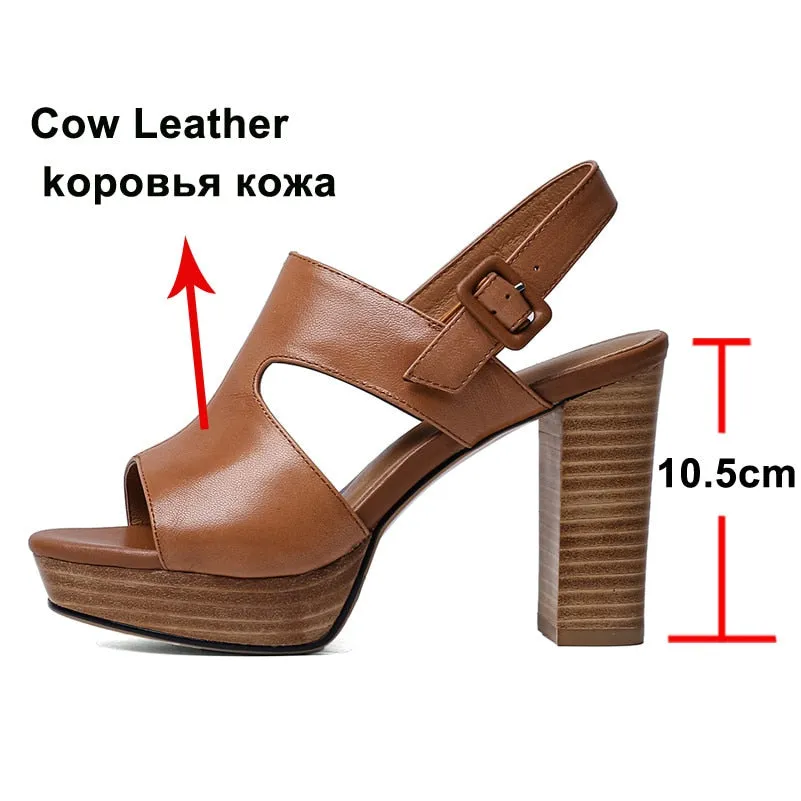 Funki Buys | Shoes | Women's Real Leather Block Heel Sandals