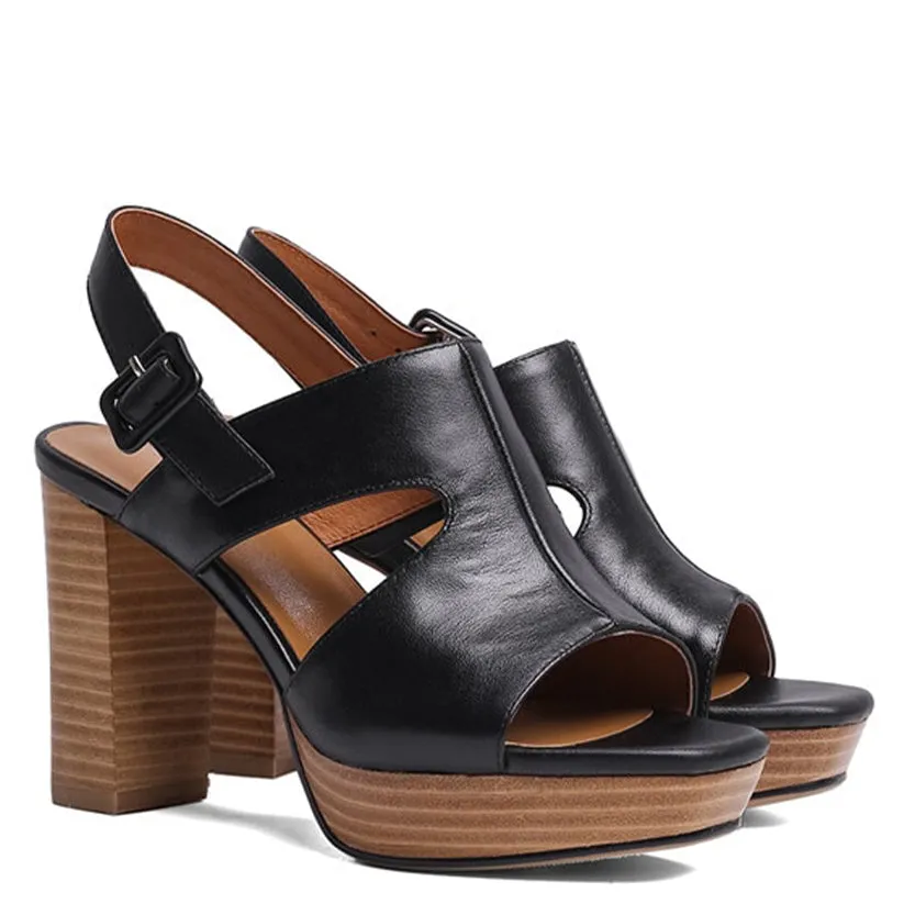 Funki Buys | Shoes | Women's Real Leather Block Heel Sandals