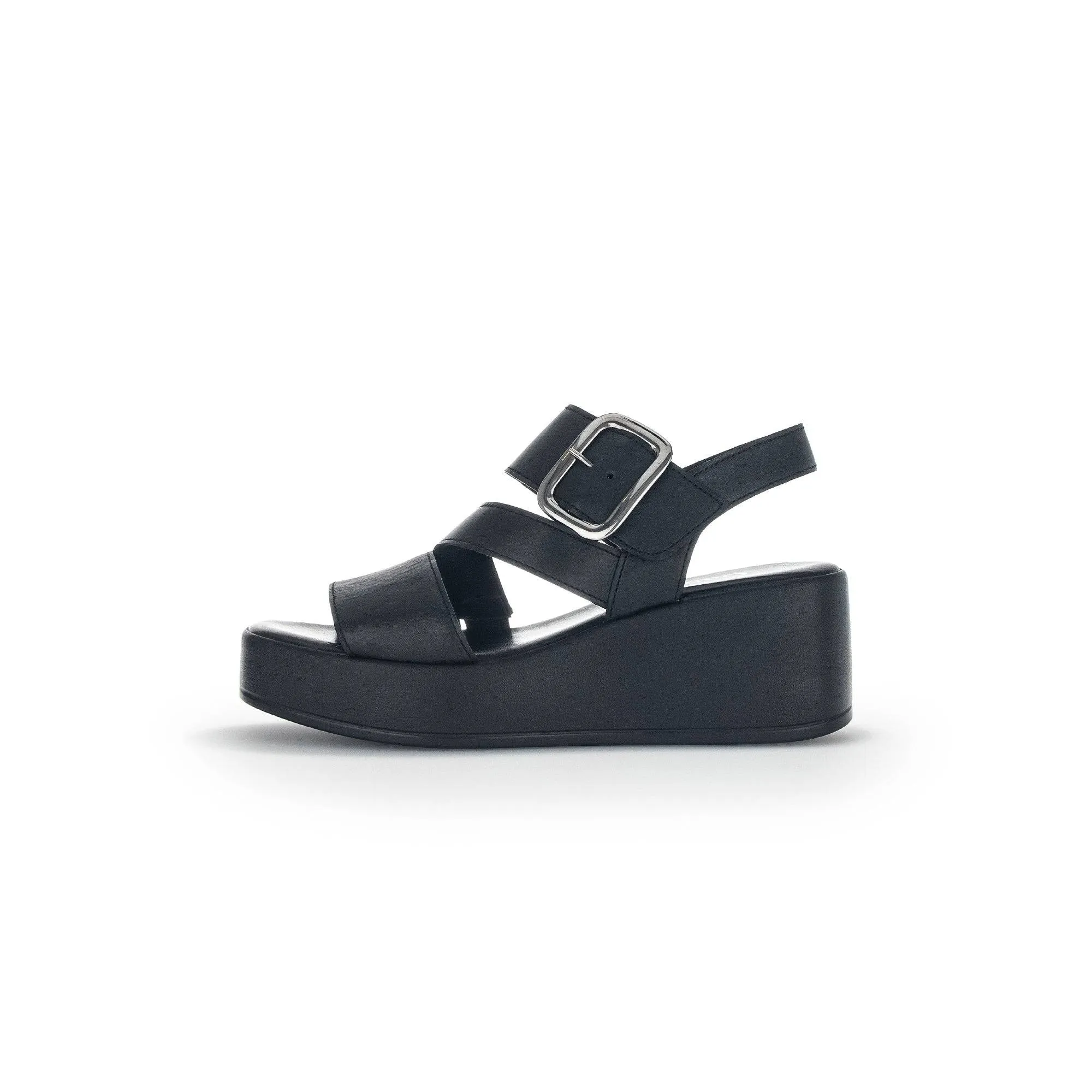 Gabor 44.533.27 Java Ladies Black Leather Buckle Sandals