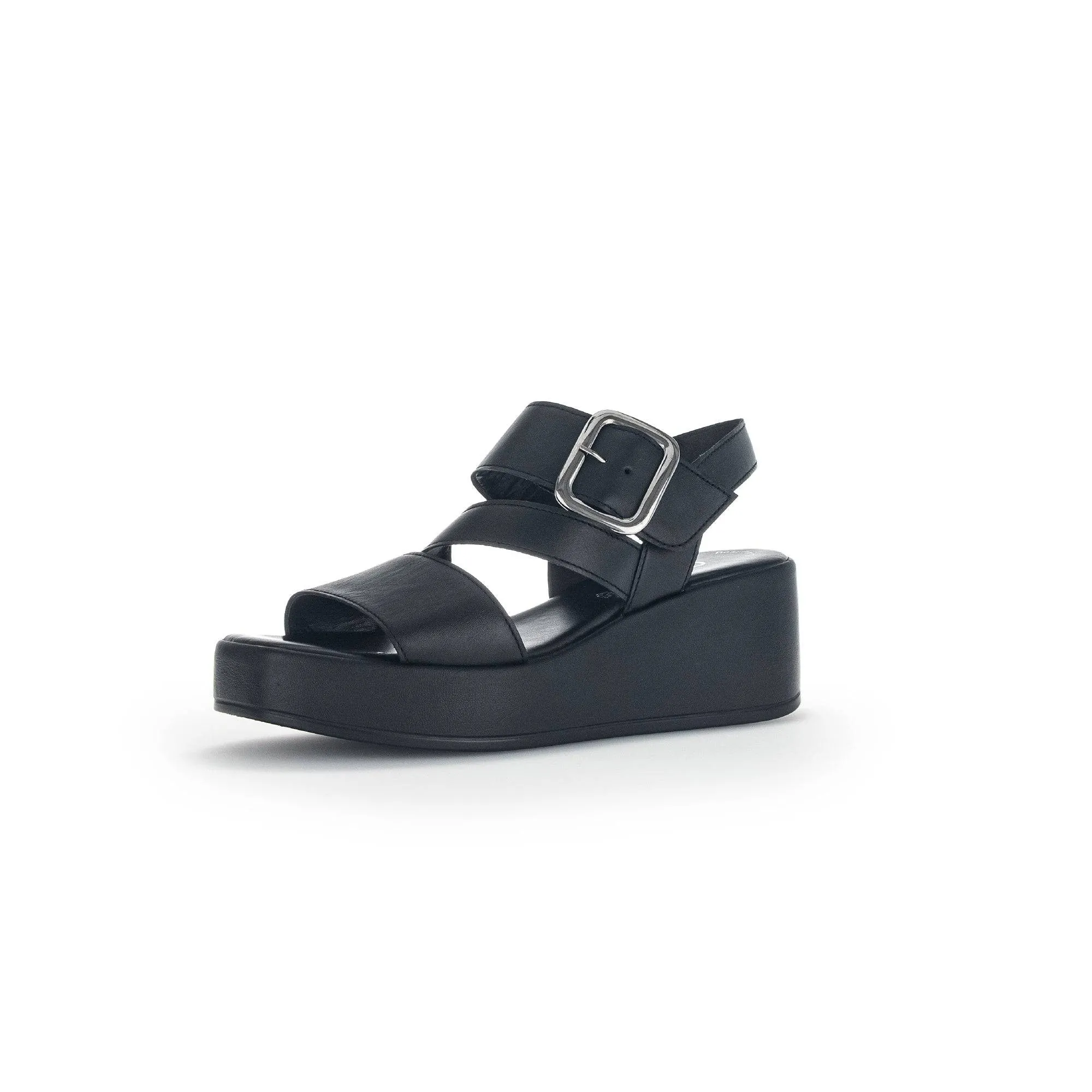 Gabor 44.533.27 Java Ladies Black Leather Buckle Sandals