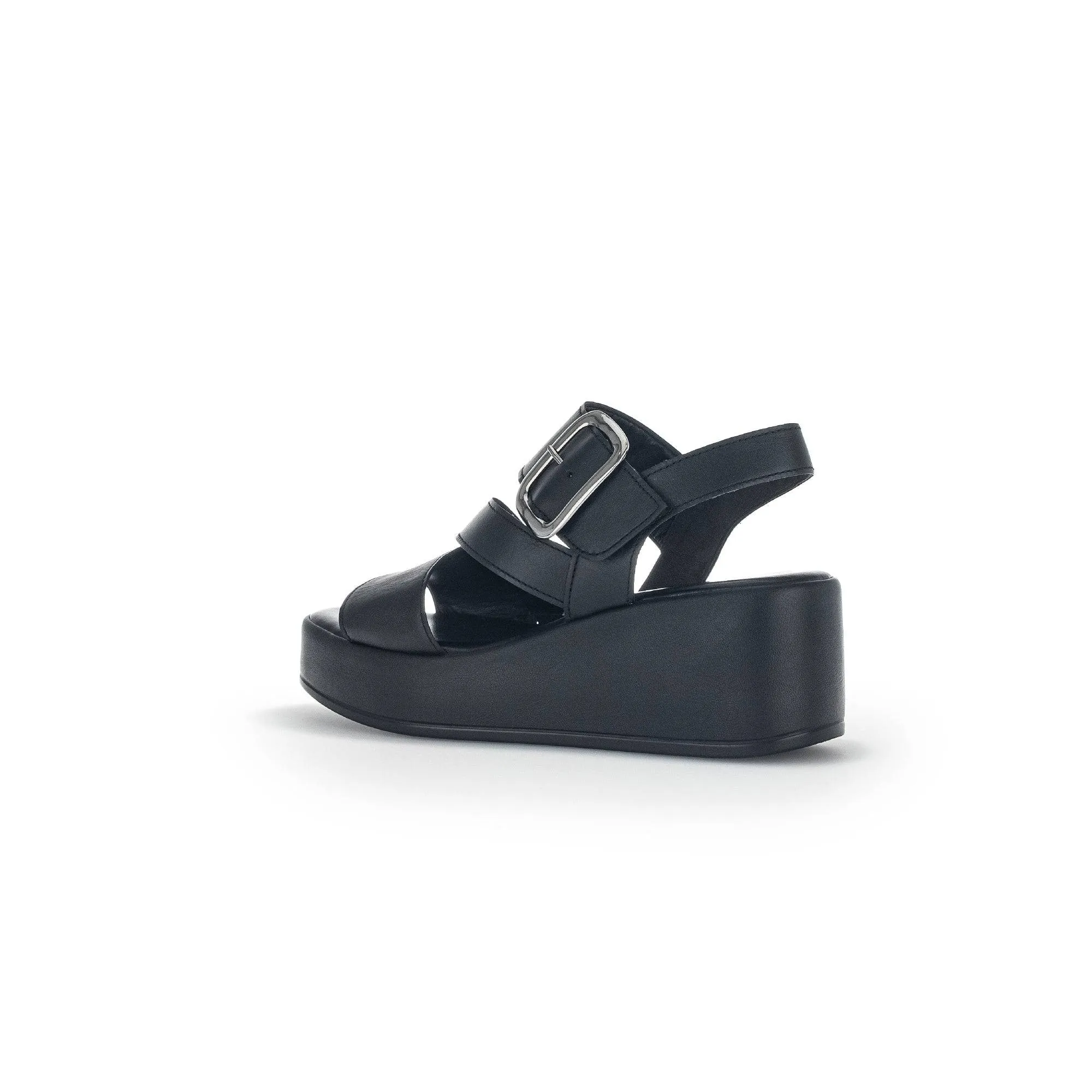 Gabor 44.533.27 Java Ladies Black Leather Buckle Sandals