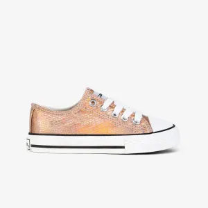 Girl's Magnesium Metallic Canvas Sneakers