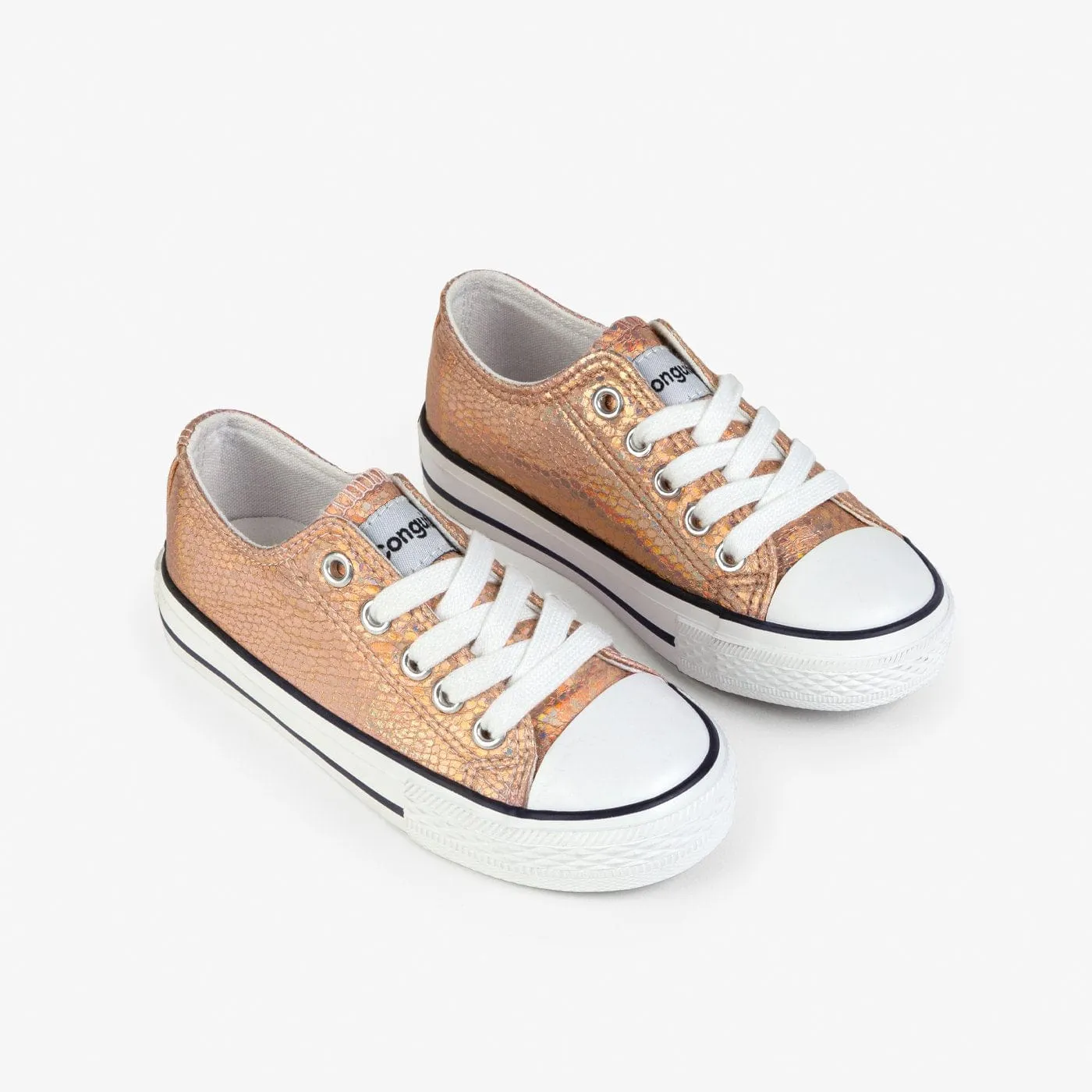 Girl's Magnesium Metallic Canvas Sneakers