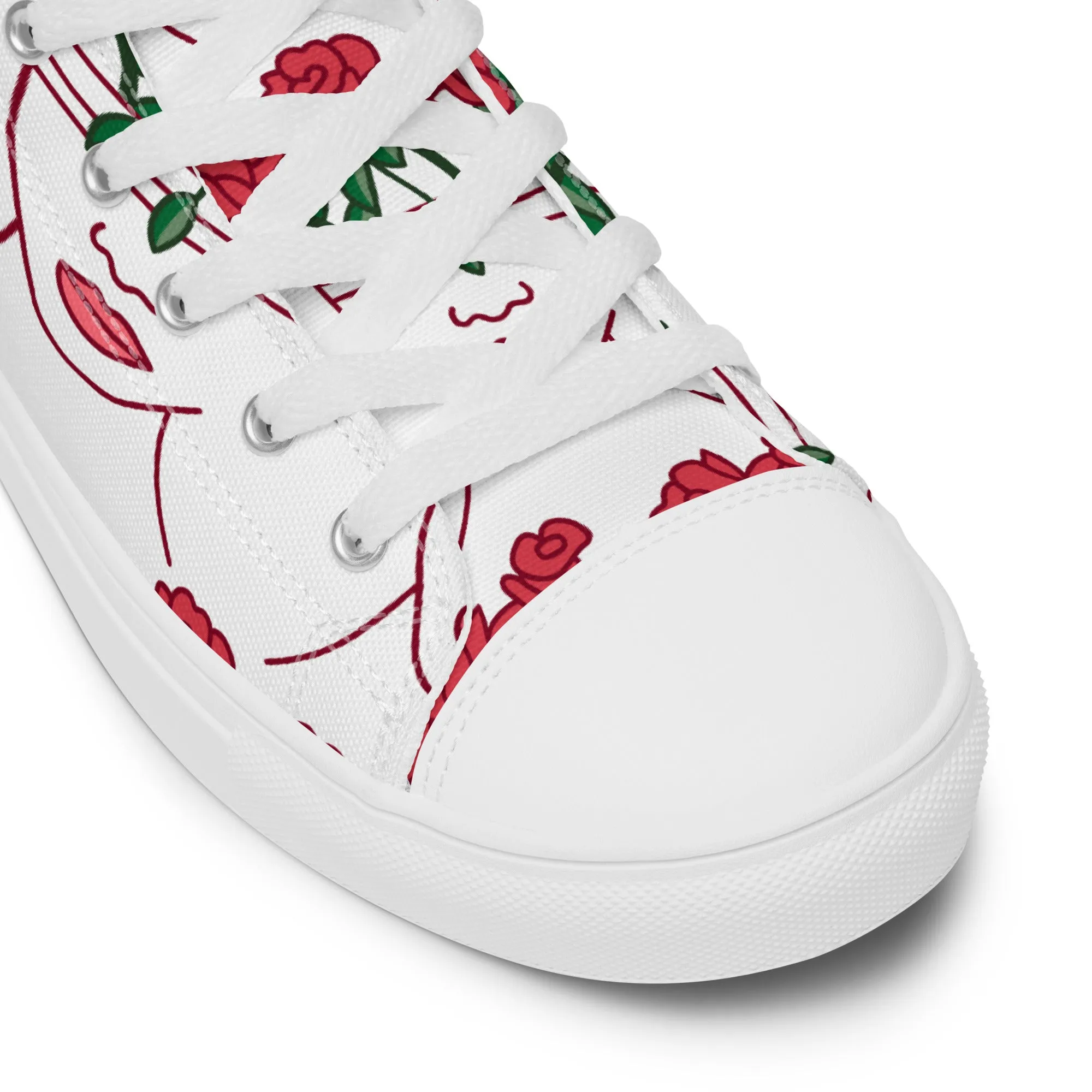 High Top Sneaker Women with Abstract Red Rose - Amelia