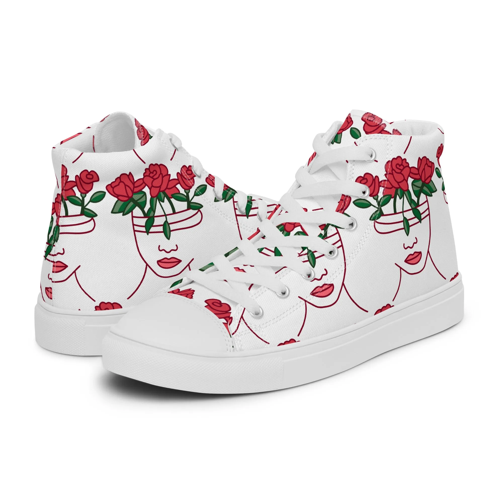 High Top Sneaker Women with Abstract Red Rose - Amelia