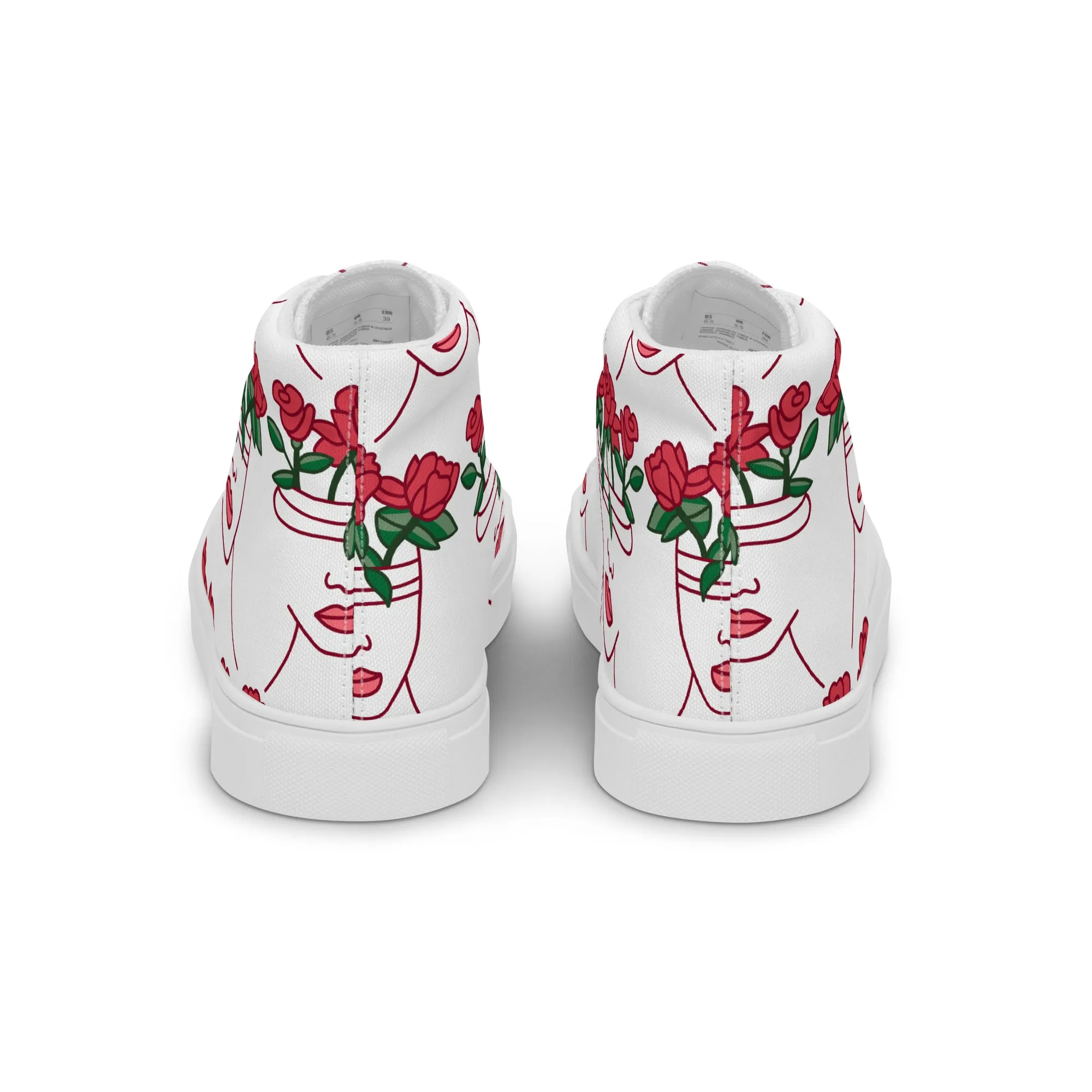 High Top Sneaker Women with Abstract Red Rose - Amelia