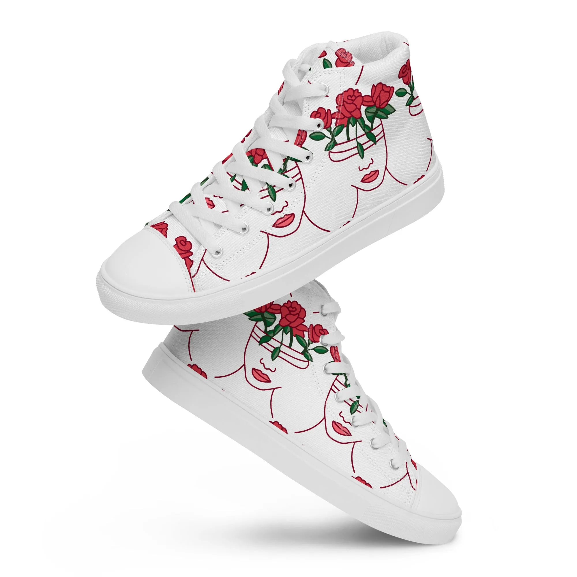 High Top Sneaker Women with Abstract Red Rose - Amelia