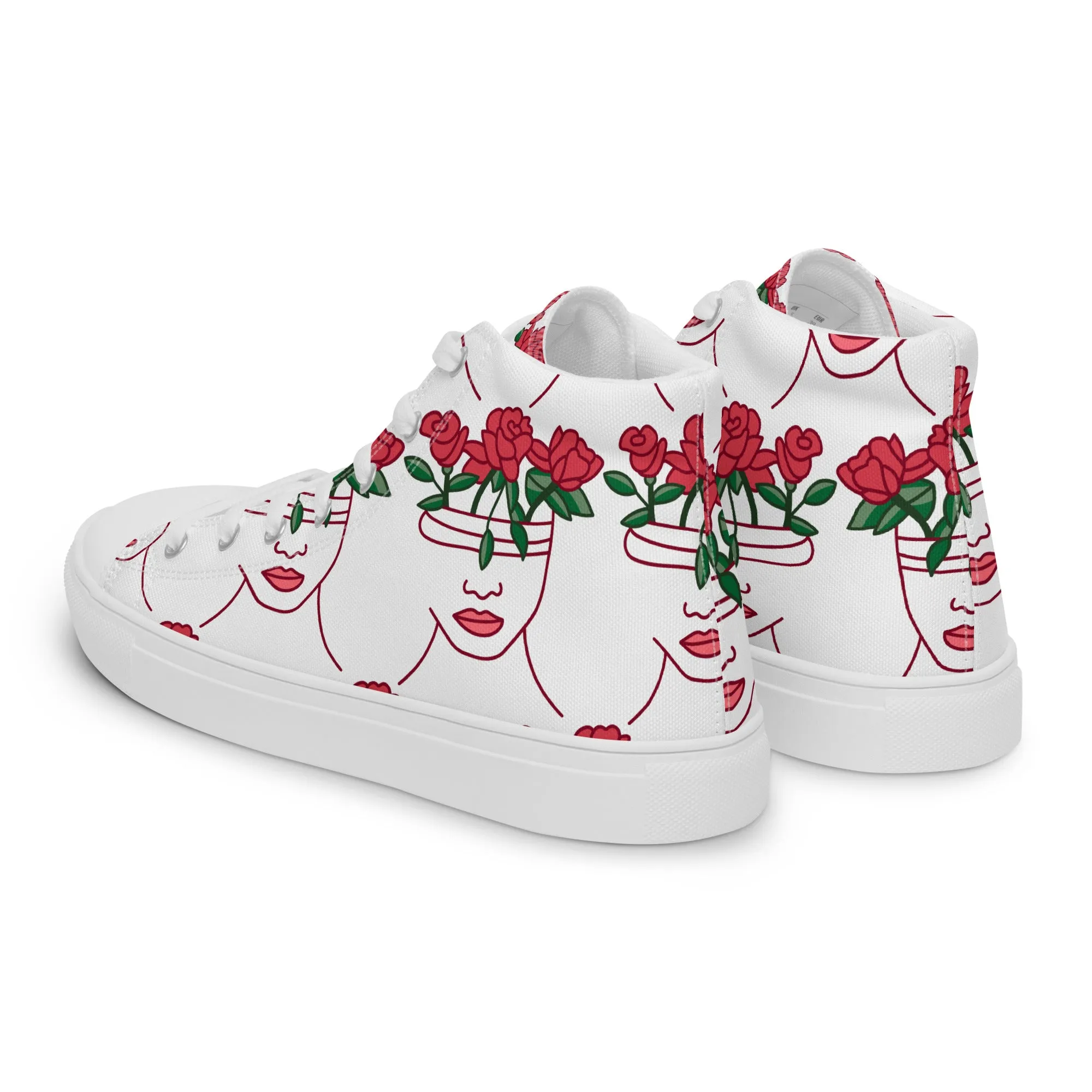 High Top Sneaker Women with Abstract Red Rose - Amelia