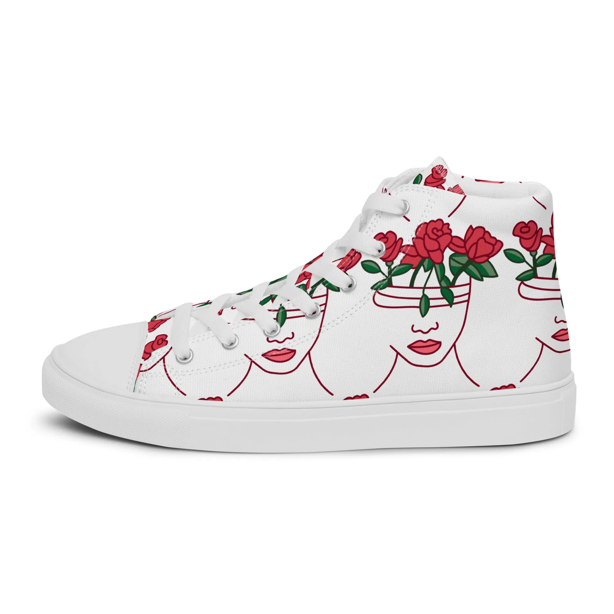 High Top Sneaker Women with Abstract Red Rose - Amelia