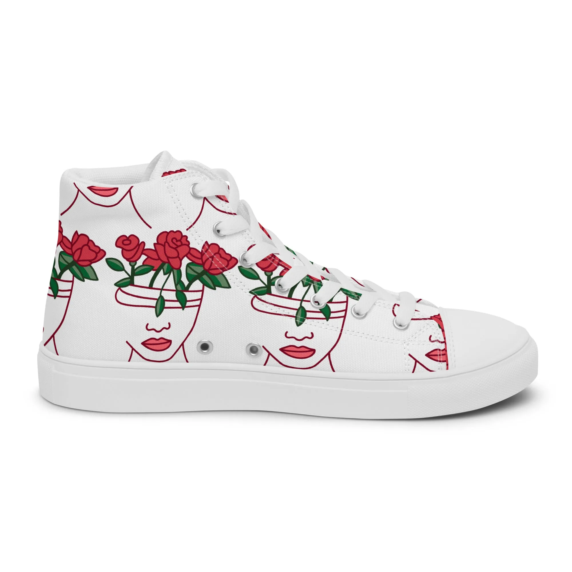 High Top Sneaker Women with Abstract Red Rose - Amelia