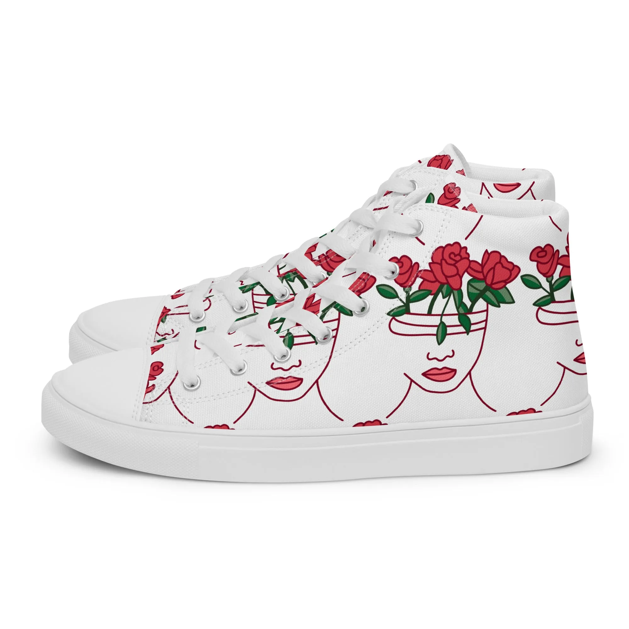 High Top Sneaker Women with Abstract Red Rose - Amelia