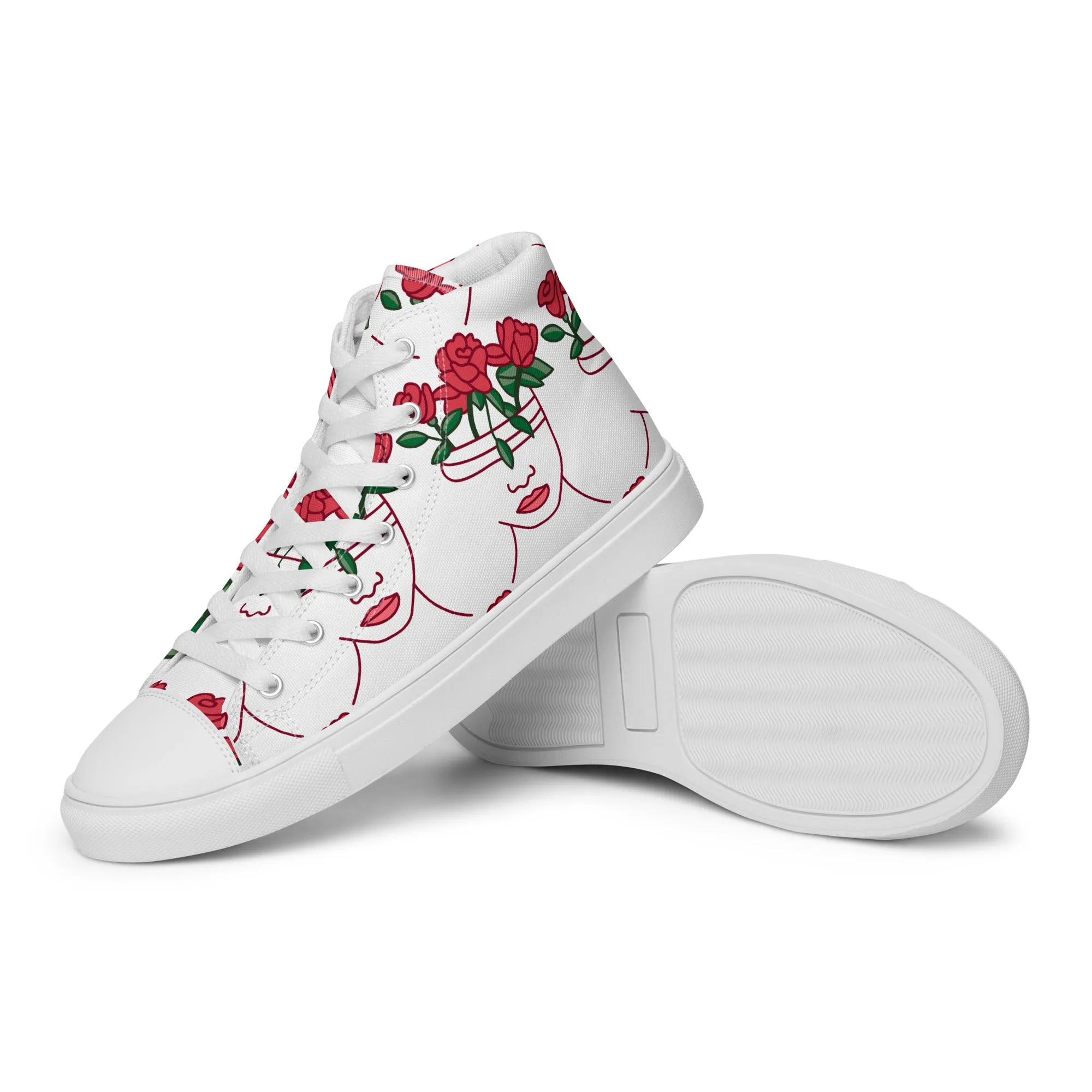 High Top Sneaker Women with Abstract Red Rose - Amelia