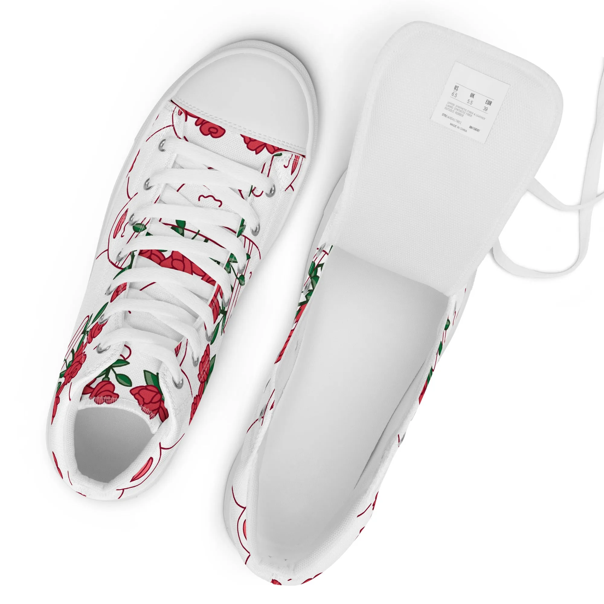 High Top Sneaker Women with Abstract Red Rose - Amelia