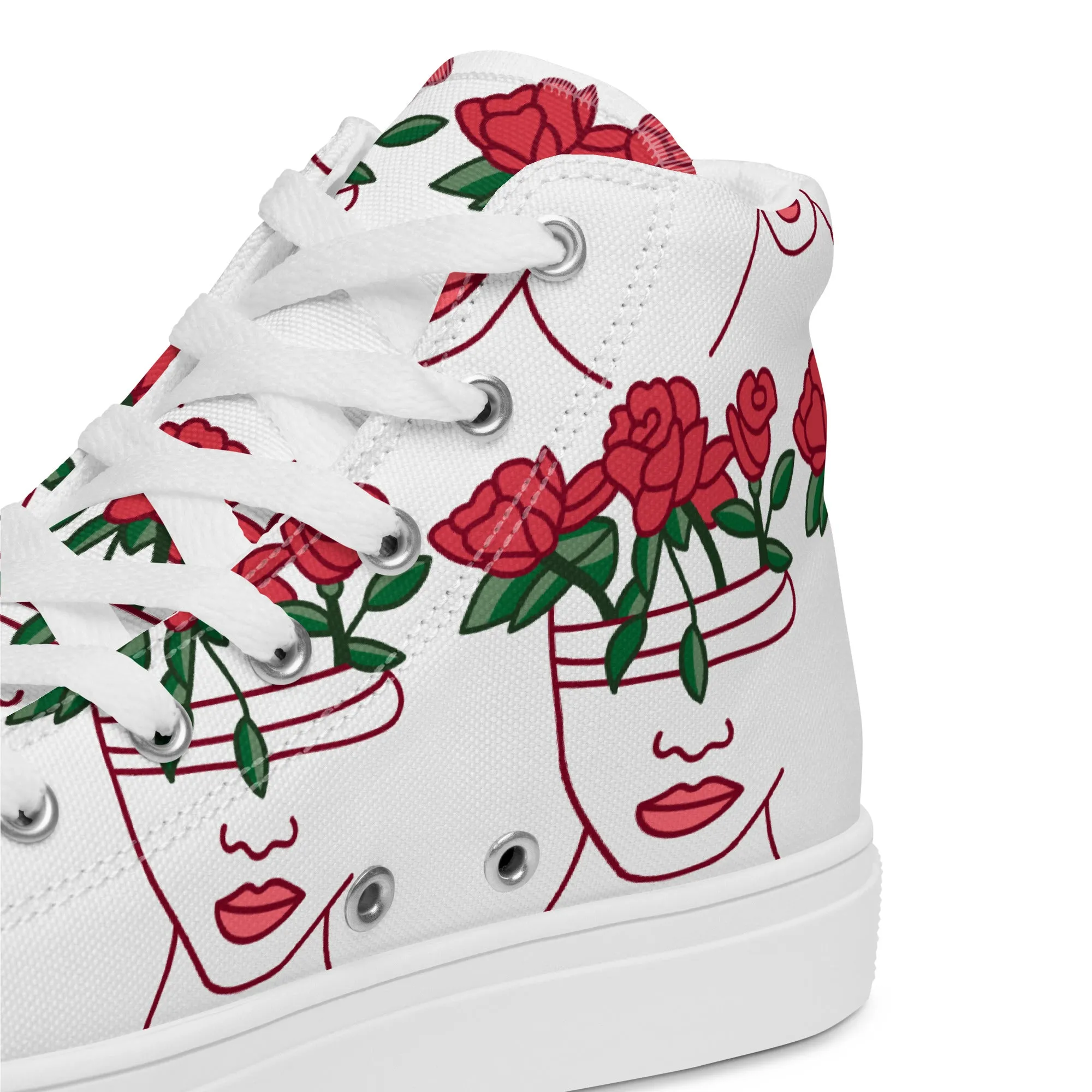 High Top Sneaker Women with Abstract Red Rose - Amelia