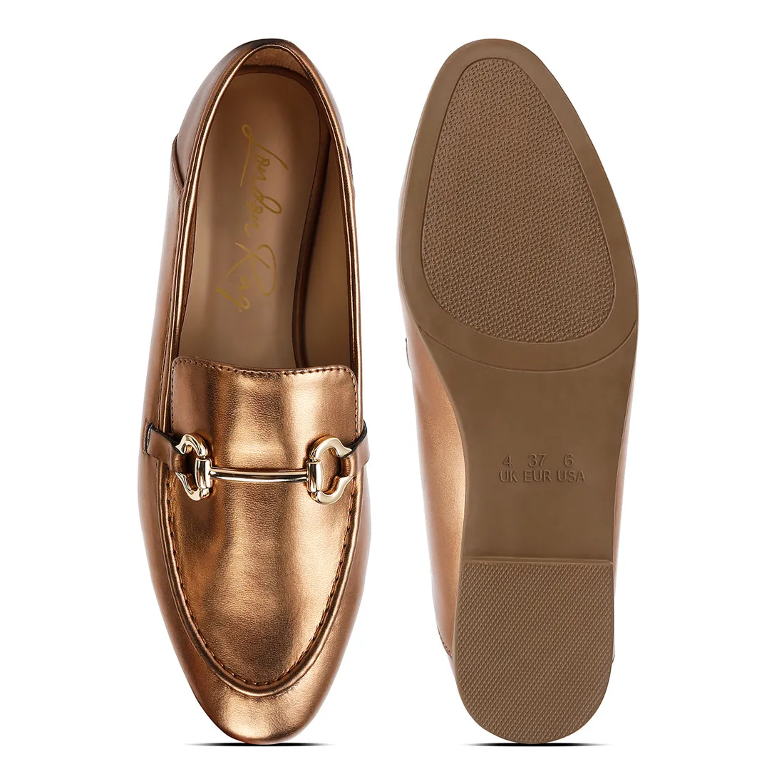 Ichiro Metallic PU Horsebit Detail Loafers