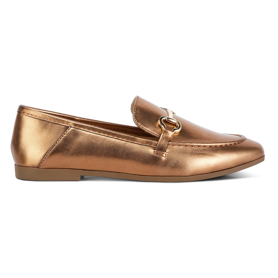 Ichiro Metallic PU Horsebit Detail Loafers