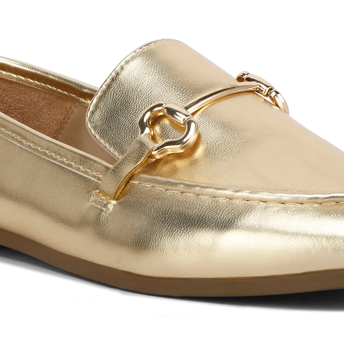 Ichiro Metallic PU Horsebit Detail Loafers