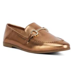 Ichiro Metallic PU Horsebit Detail Loafers