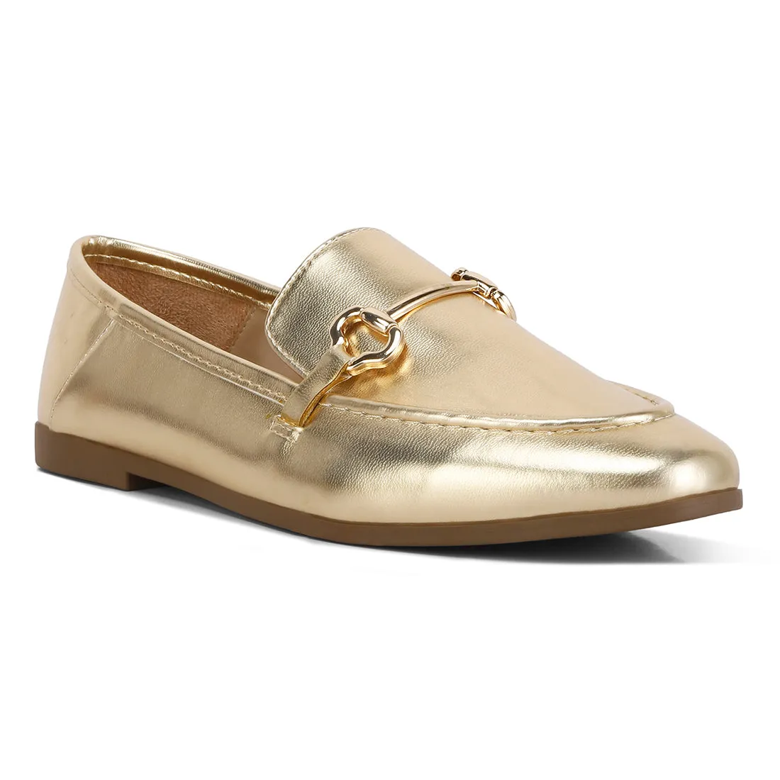 Ichiro Metallic PU Horsebit Detail Loafers