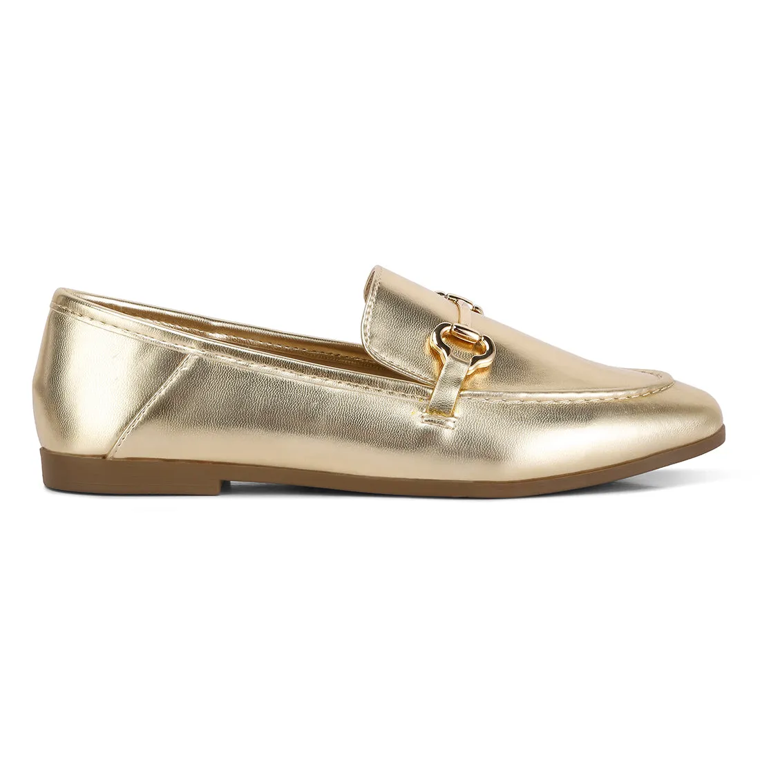 Ichiro Metallic PU Horsebit Detail Loafers