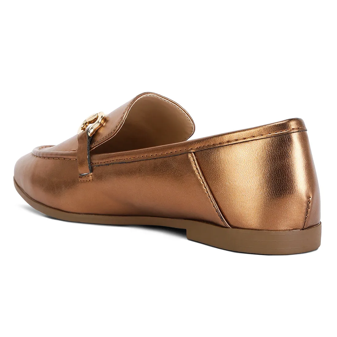 Ichiro Metallic PU Horsebit Detail Loafers