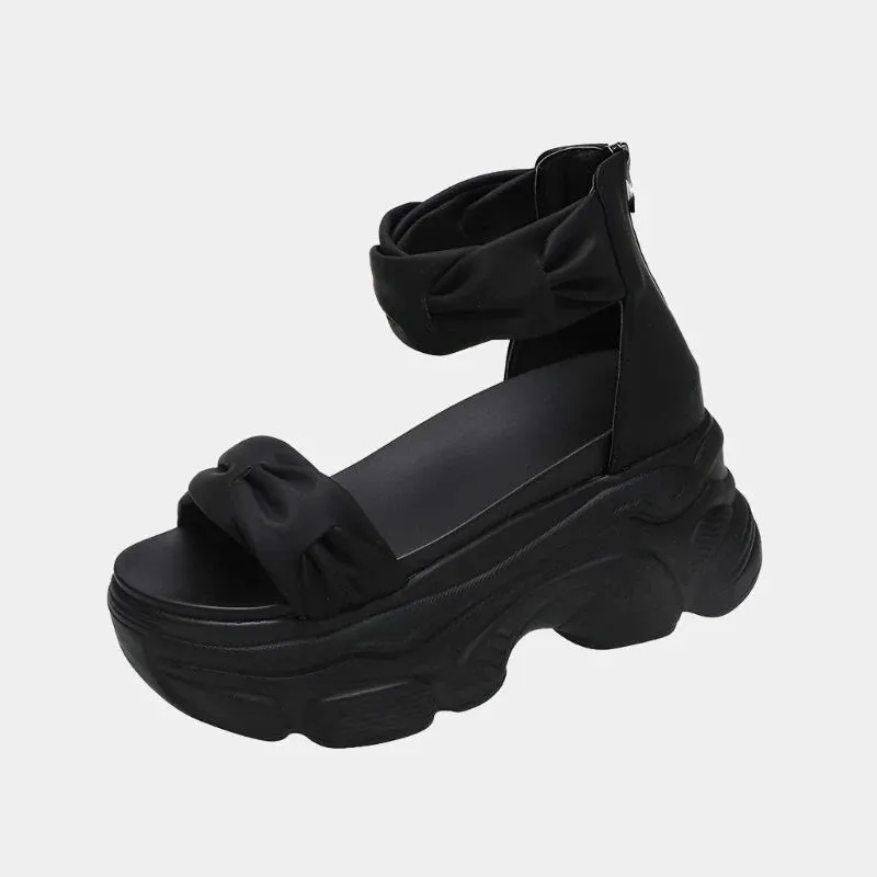 Joskaa 2024 New Black Chunky Sandals Platform