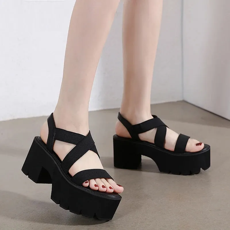 Joskaa 2024 New Chunky Sandals Thick Platform