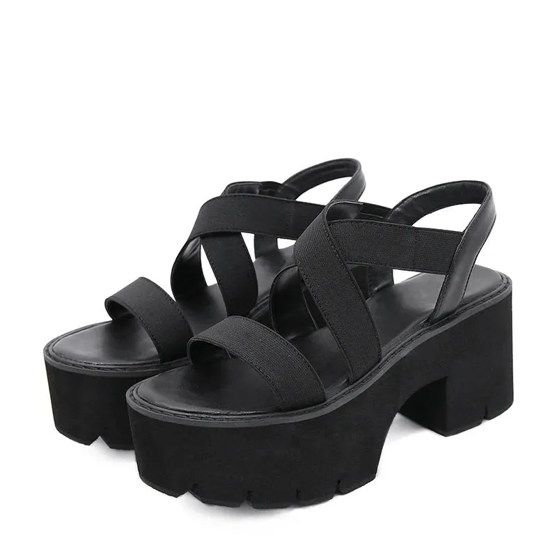 Joskaa 2024 New Chunky Sandals Thick Platform