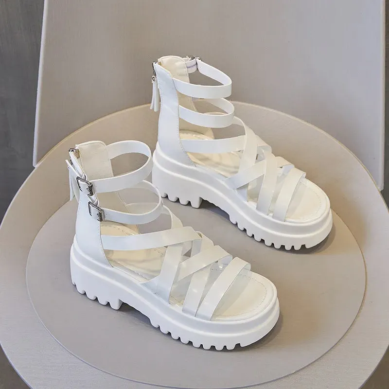 Joskaa 2024 New Leather Platform Chunky Sandals